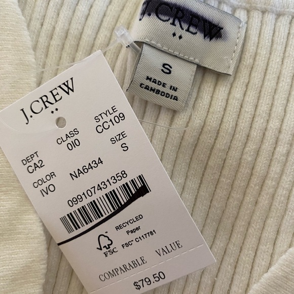 NWT J.Crew Short-Sleeve Cardigan Sweater Women's Size S Scallop Trim Ivory - Picture 13 of 14